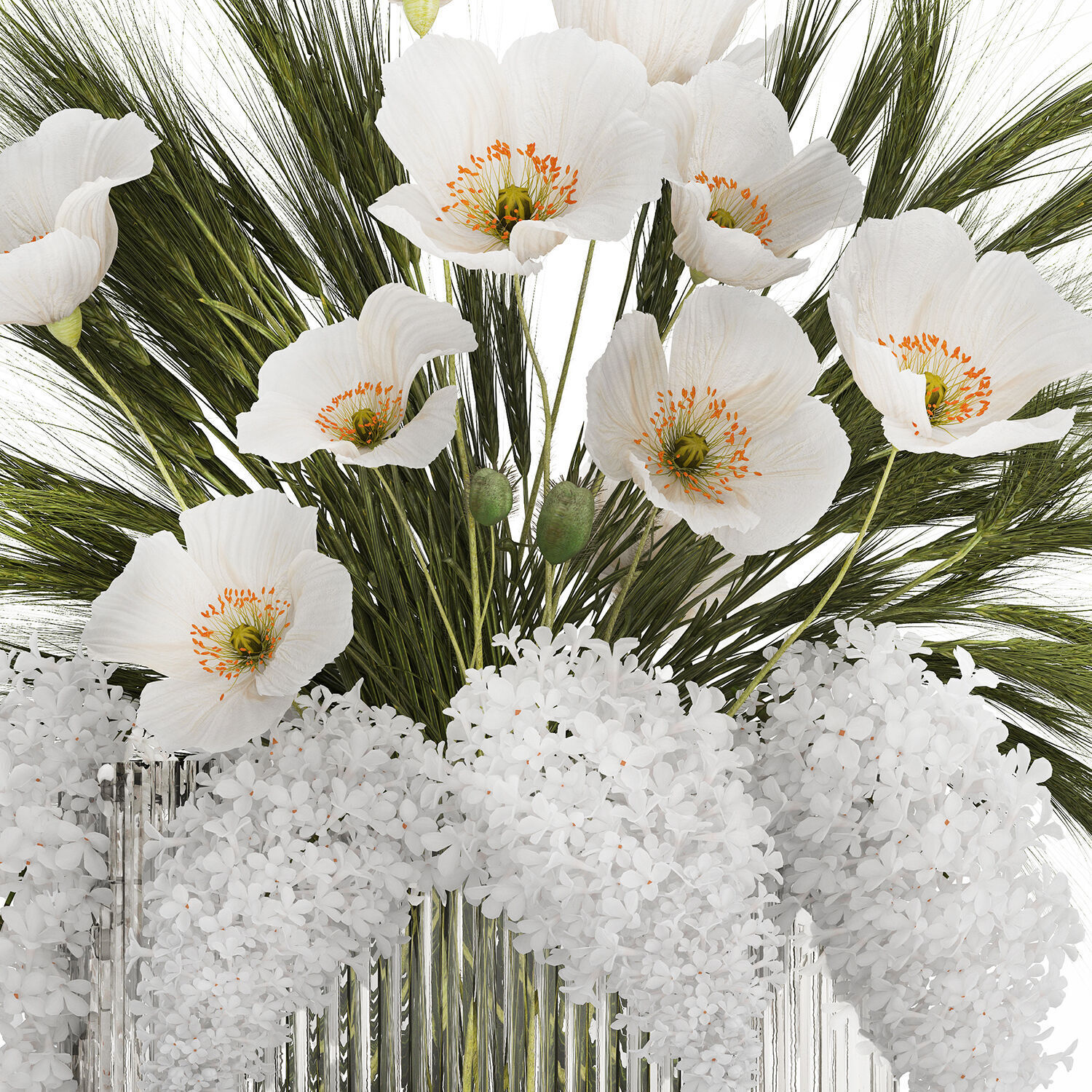 Summer Designer Bouquet Wild Flowers Poppy lilac 494 3D model_11