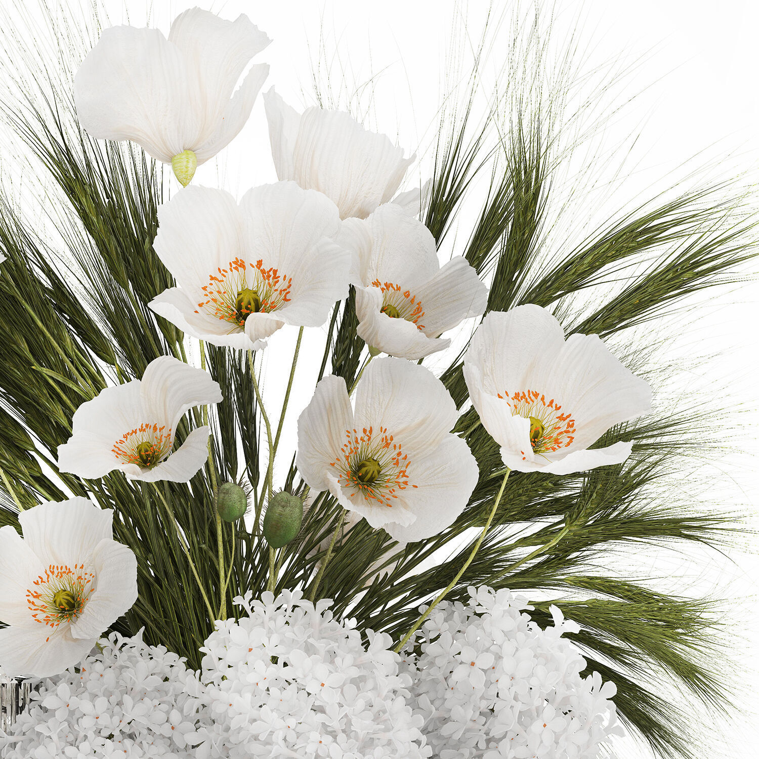 Summer Designer Bouquet Wild Flowers Poppy lilac 494 3D model_8