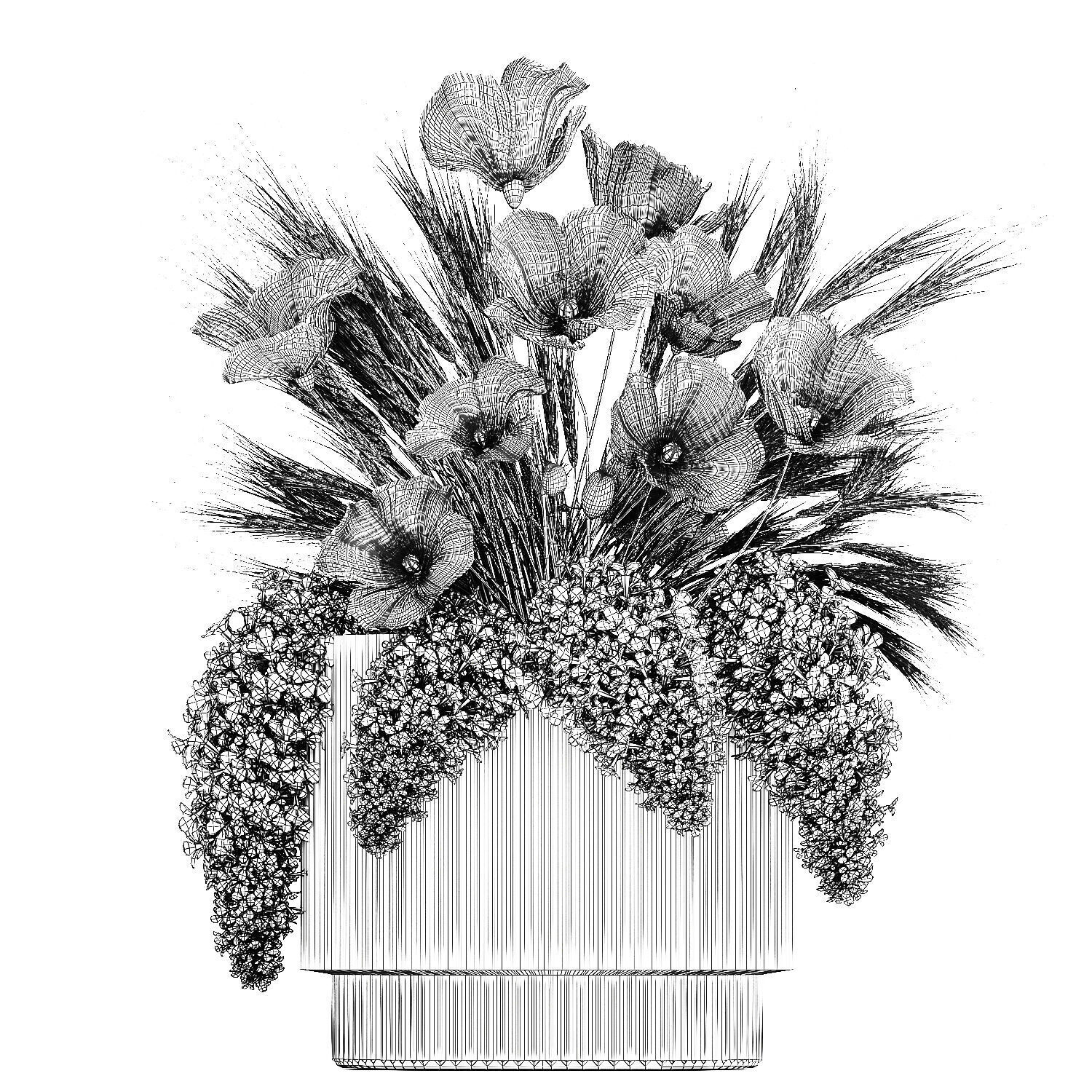 Summer Designer Bouquet Wild Flowers Poppy lilac 494 3D model_12