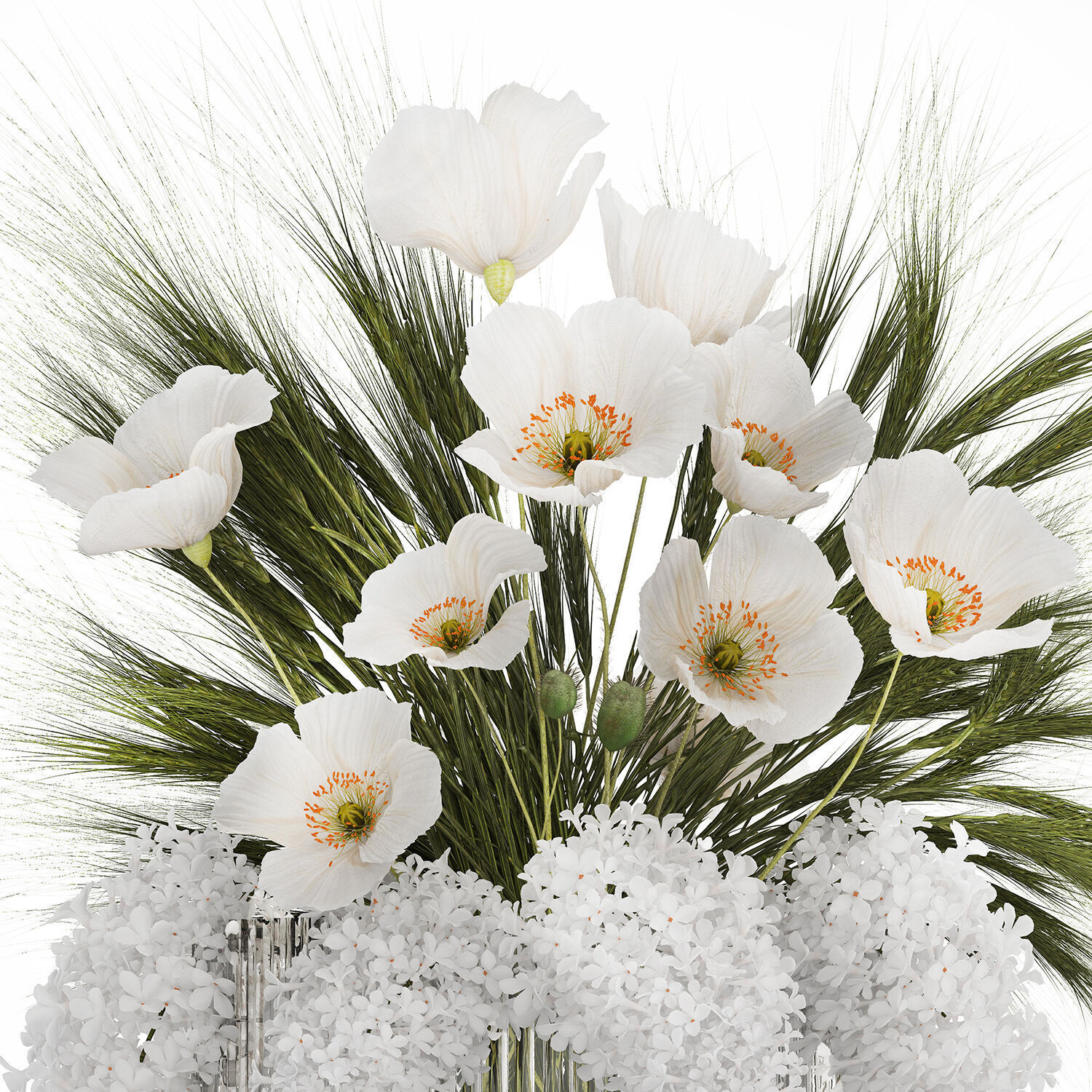 Summer Designer Bouquet Wild Flowers Poppy lilac 494 3D model_10