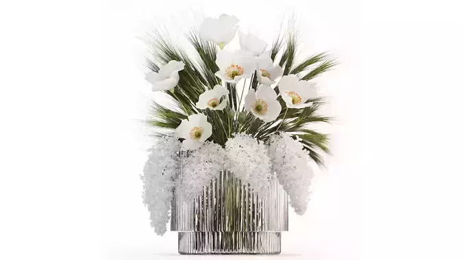 Summer Designer Bouquet Wild Flowers Poppy lilac 494 3D model