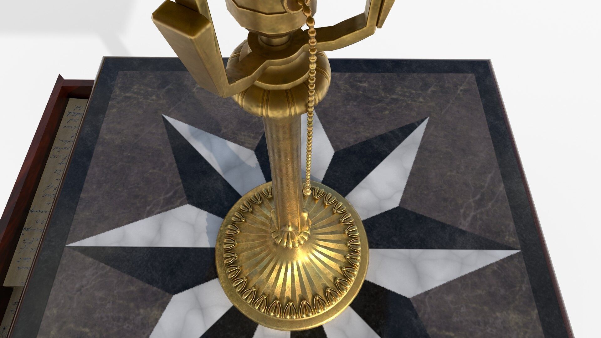 Ornate Star Table with Lamp STELLARIS 3D model_7