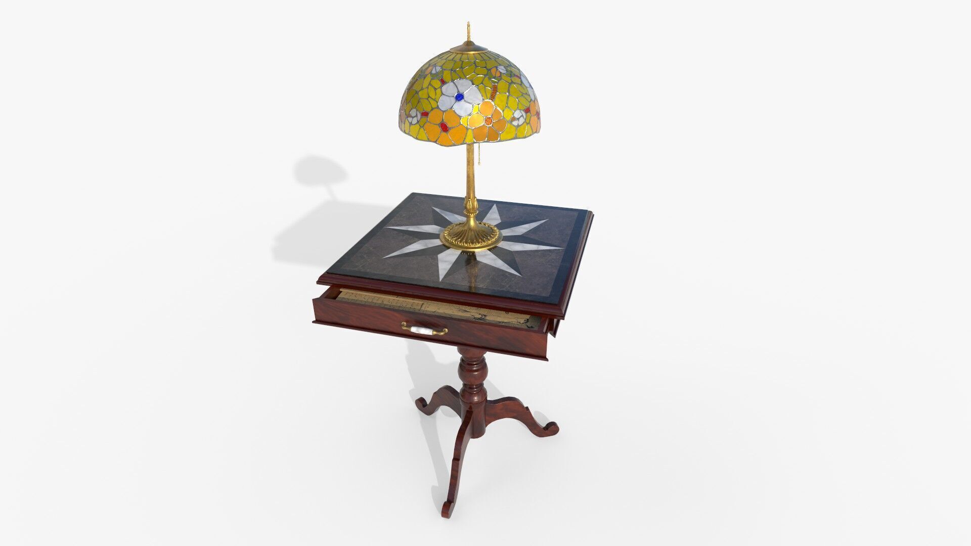 Ornate Star Table with Lamp STELLARIS 3D model_1