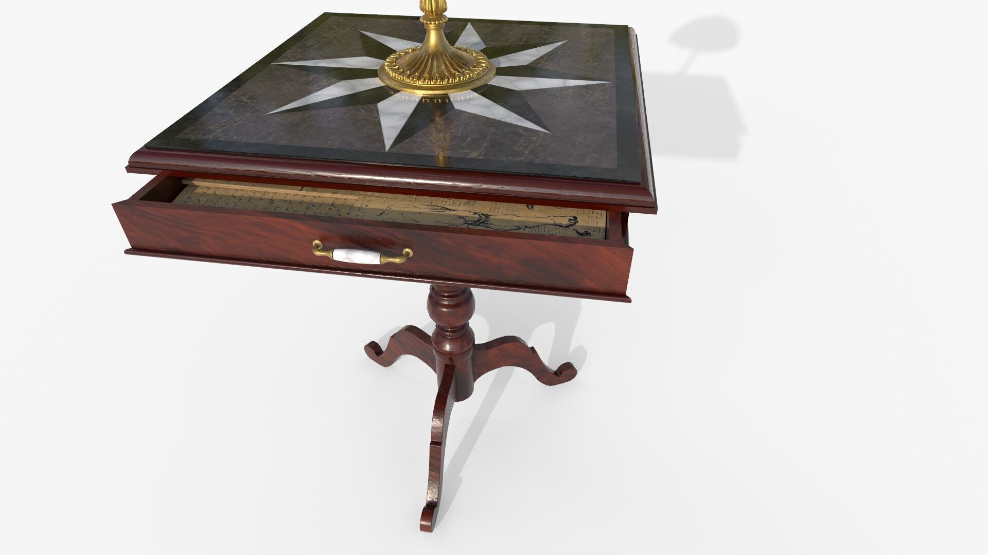 Ornate Star Table with Lamp STELLARIS 3D model_8