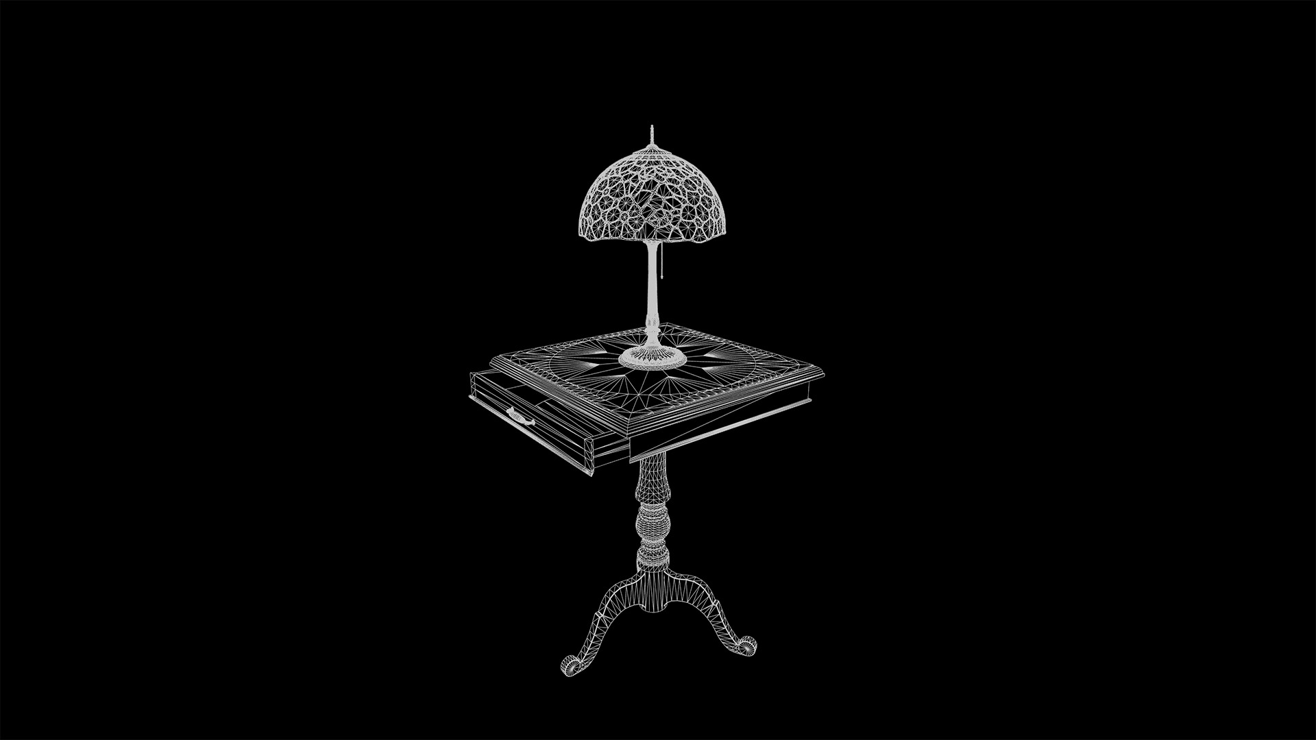 Ornate Star Table with Lamp STELLARIS 3D model_16