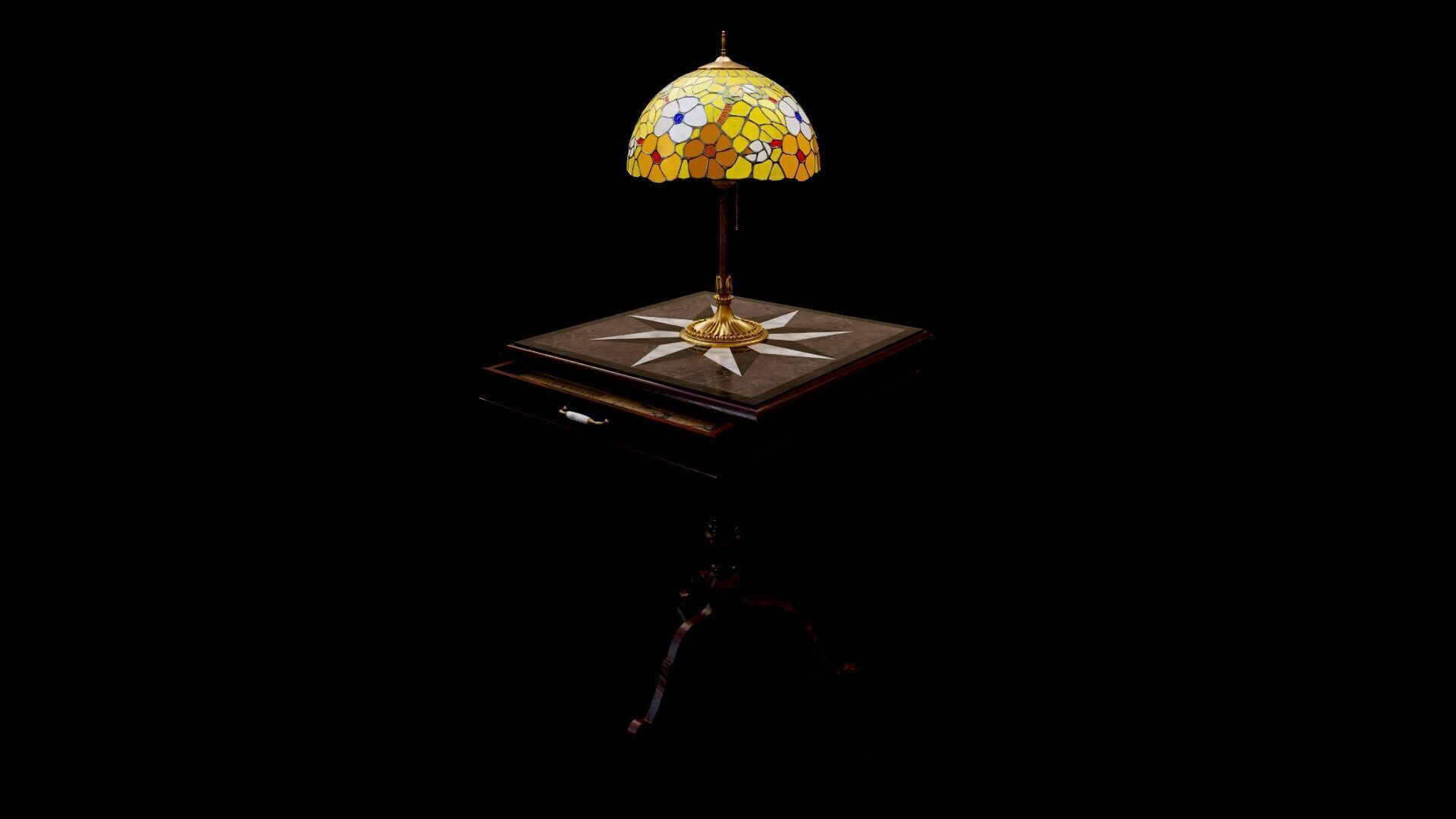 Ornate Star Table with Lamp STELLARIS 3D model_12