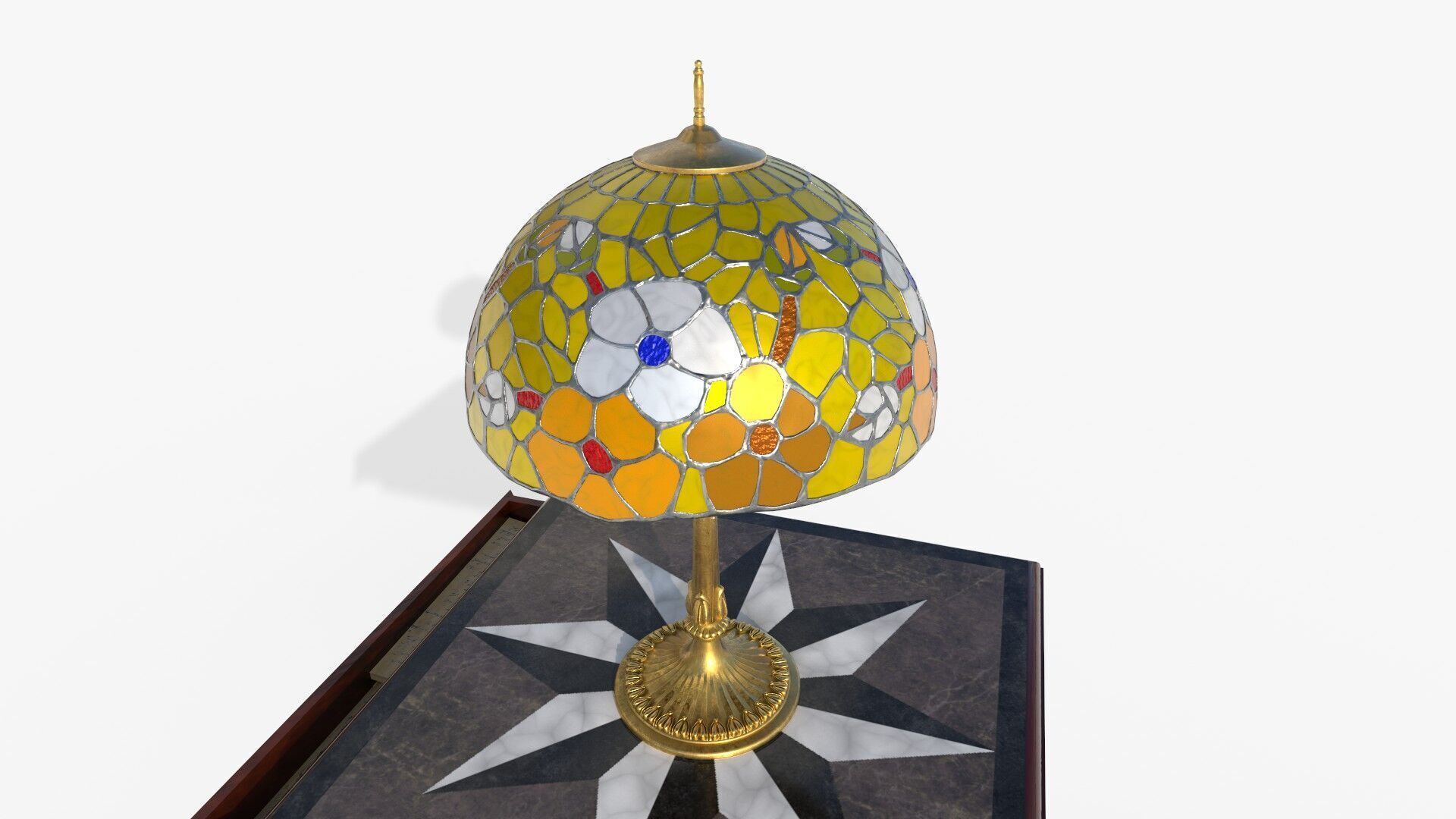 Ornate Star Table with Lamp STELLARIS 3D model_2