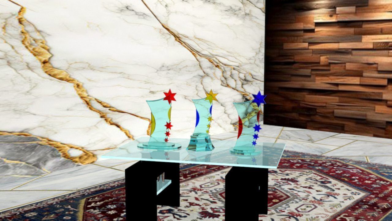 3D Glass Trophy with Customizable Colors Realistic Design 3D model_4