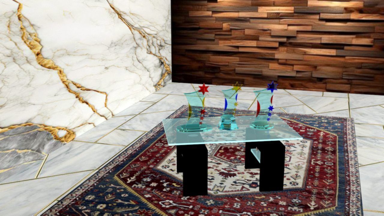 3D Glass Trophy with Customizable Colors Realistic Design 3D model_2