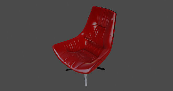 Modern Designer Lounge Chair Red Leather Finish   3D model