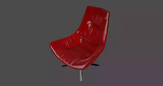 Modern Designer Lounge Chair Red Leather Finish  