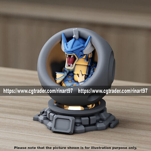 Gyarados in healing machine pods from pokemon 3D print model