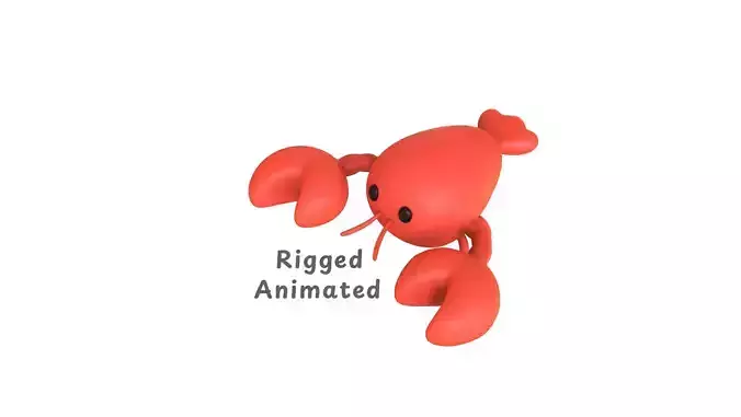 Cartoon Shrimp Rigged Low-poly 3D model