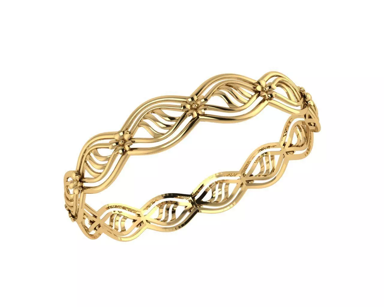 Flowers Bracelet 3D print model_0