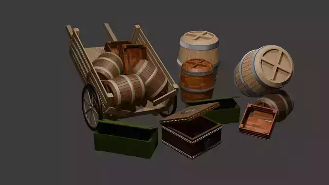medieval assets Low-poly 3D model