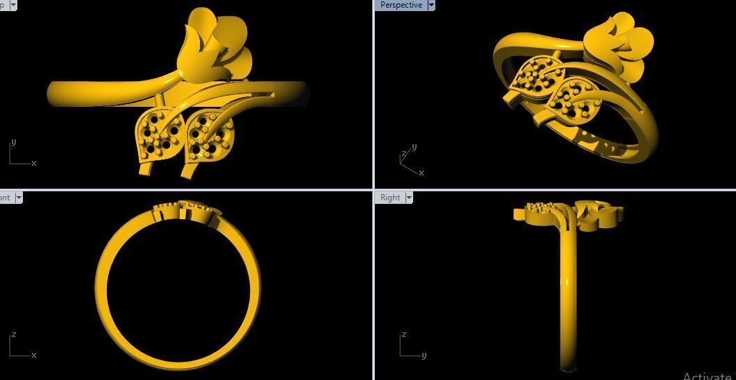 flower ring 3dm file 3D print model_1