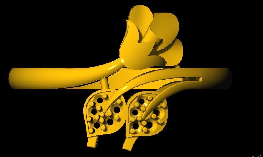 flower ring 3dm file 3D print model_2