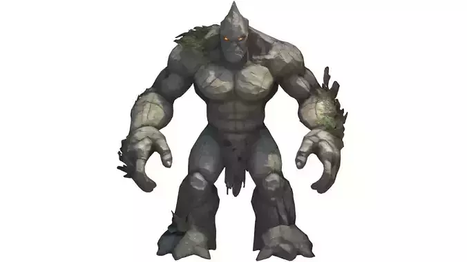 Rock forest fantasy golem Low-poly 3D model