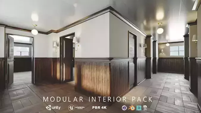 Modular Interior Pack Low-poly 3D model
