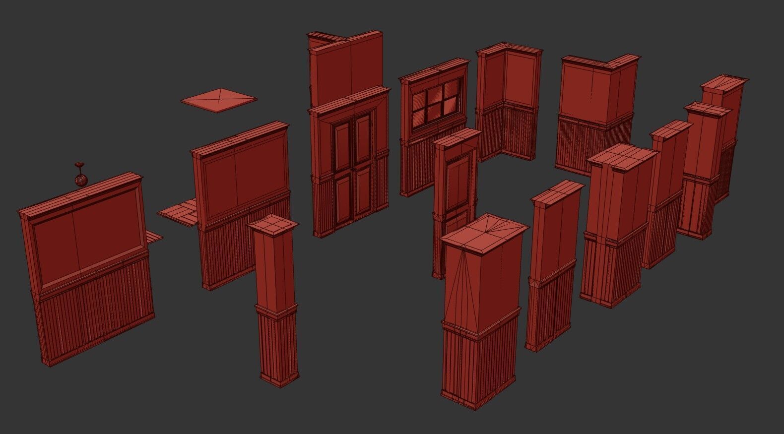 Modular Interior Pack Low-poly 3D model_38