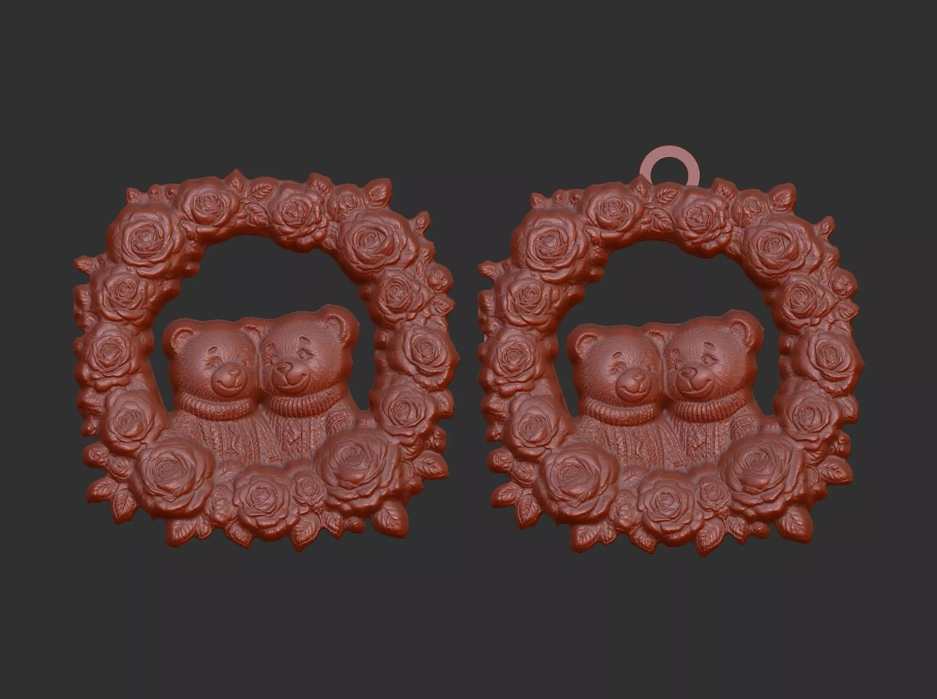 teddy couple flower decor 3D print model