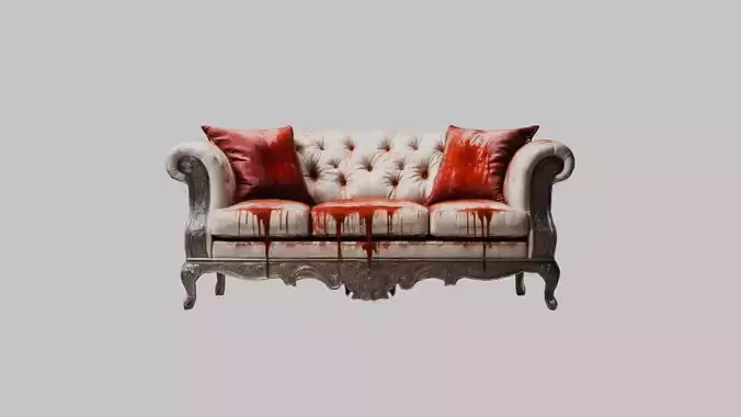 Bloody Horror Murder Sofa Couch Low-poly 3D model
