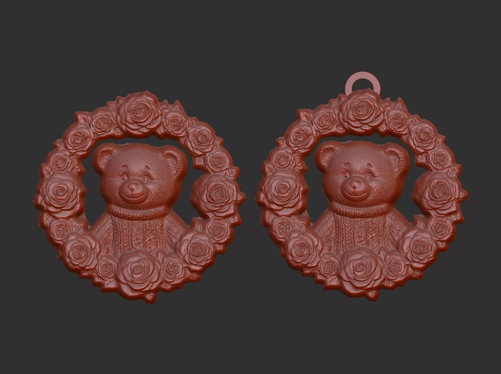 valentinesday teddy flower decor 3D print model