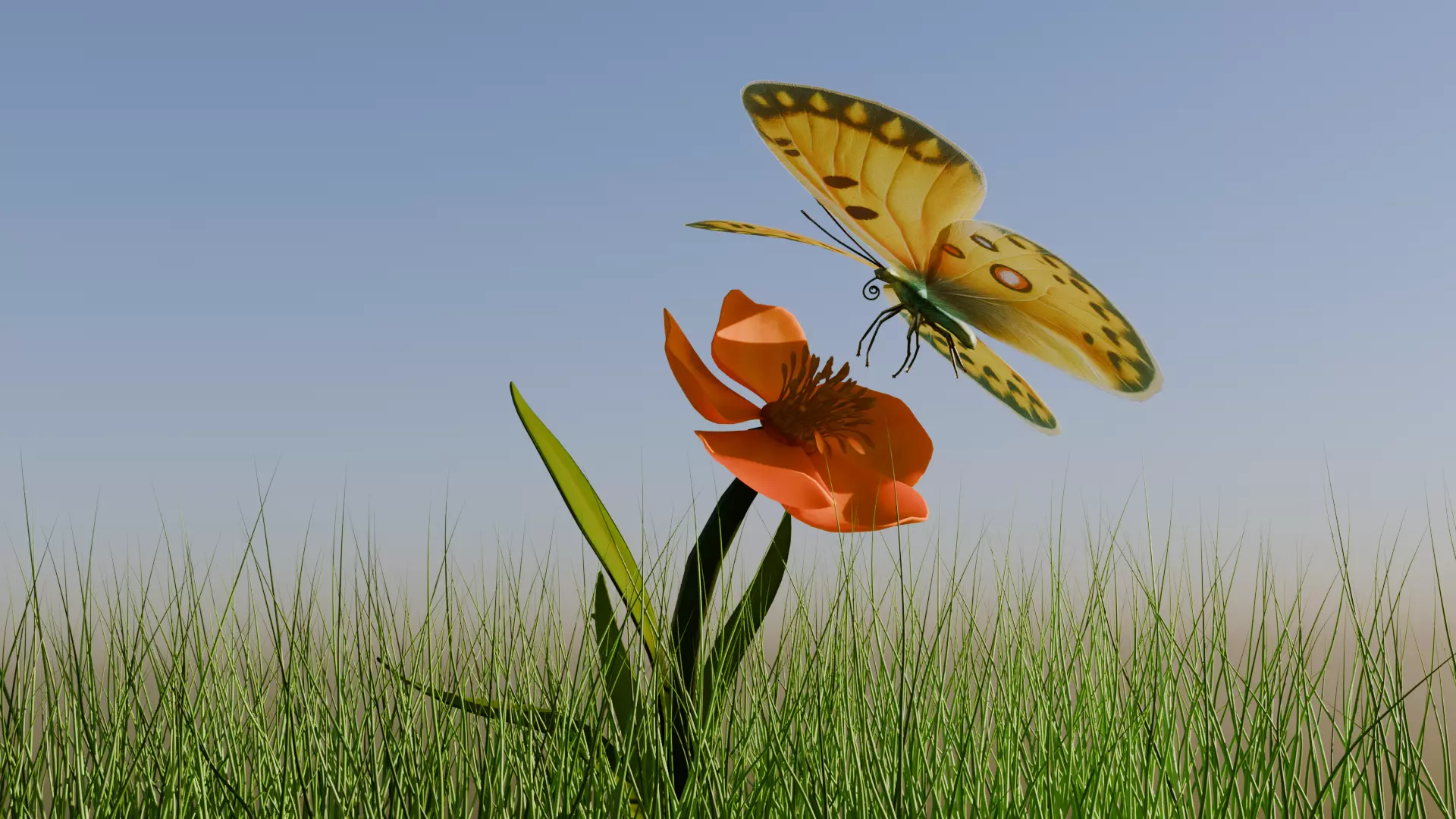 free Yellow decorative butterfly Free low-poly 3D model_0