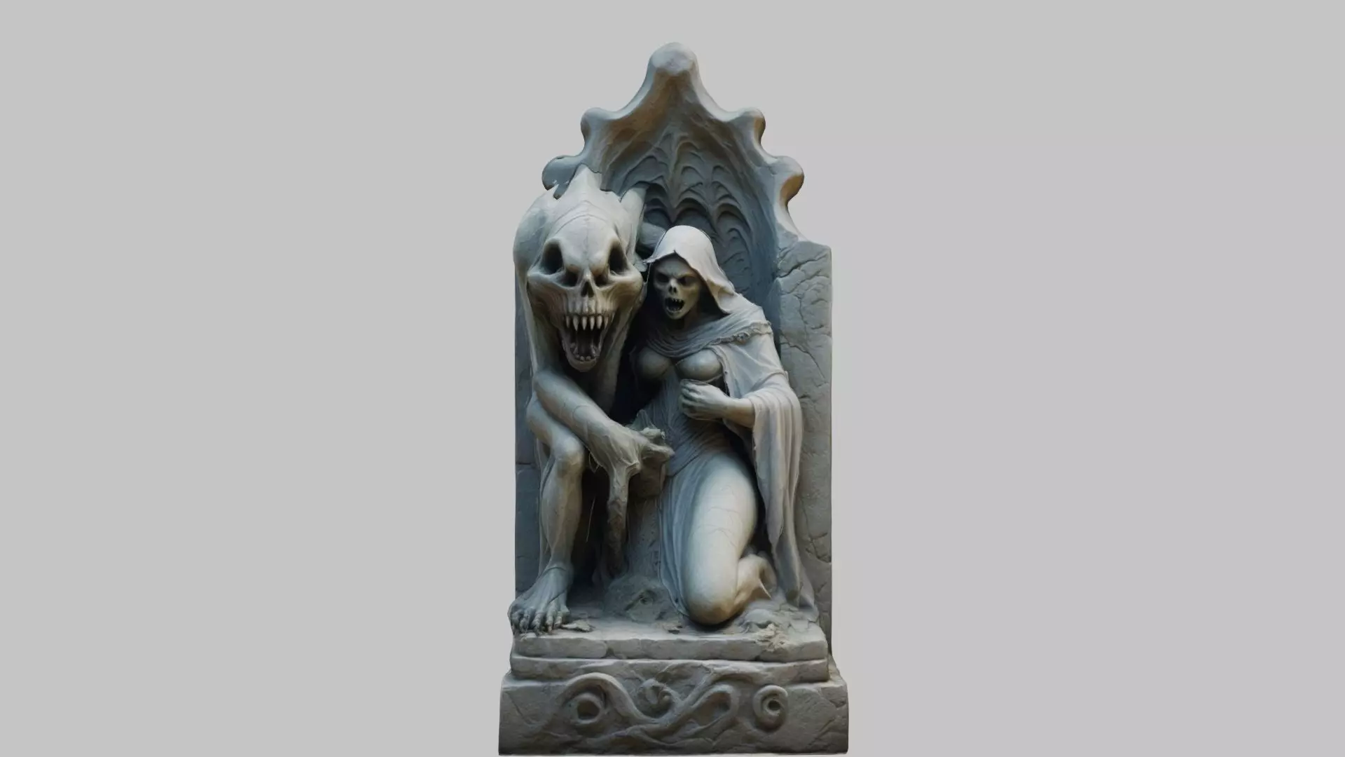 Fantasy Medieval Statue Stone Figure Wall Decor Low-poly 3D model