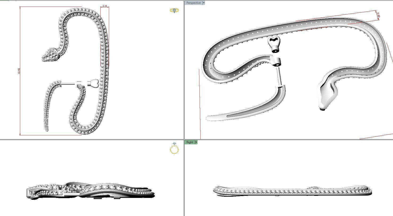 Ear Cuff Earrings Snake 3D print model_4