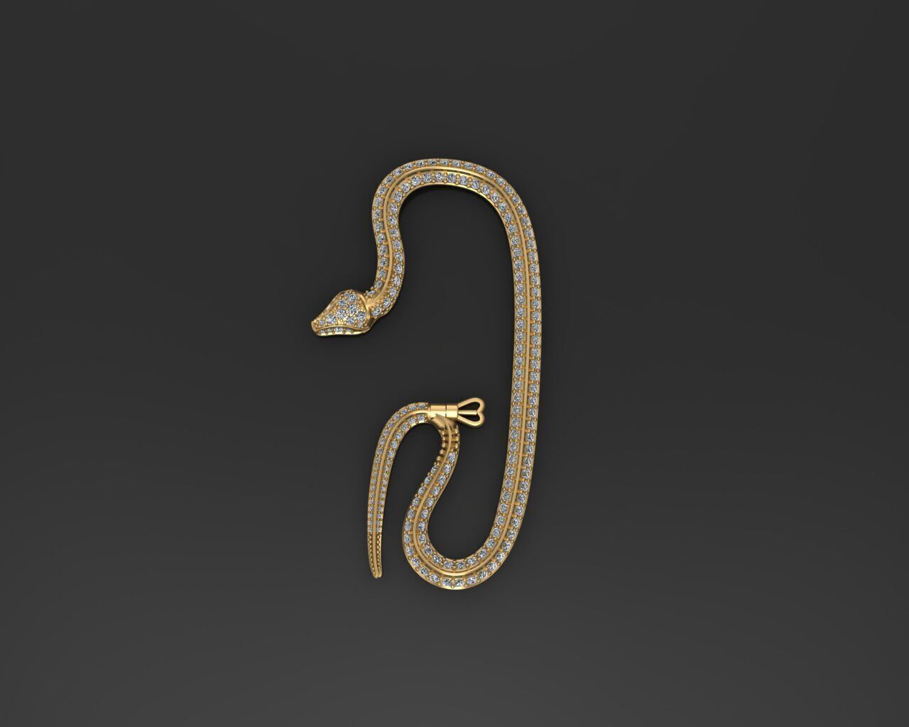 Ear Cuff Earrings Snake 3D print model_1