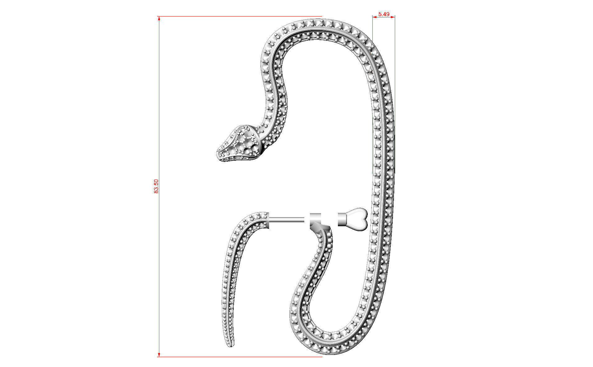Ear Cuff Earrings Snake 3D print model_5