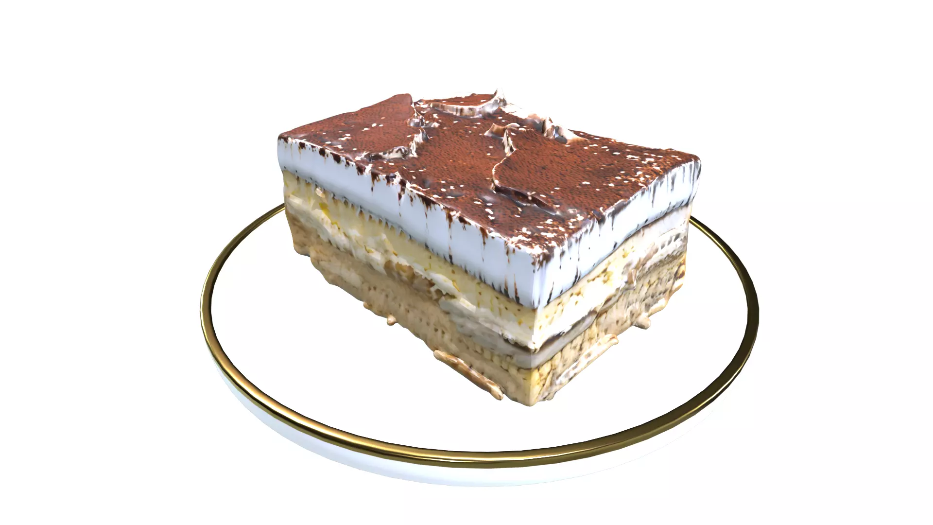 Tiramisu 3D model Low-poly 3D model_0