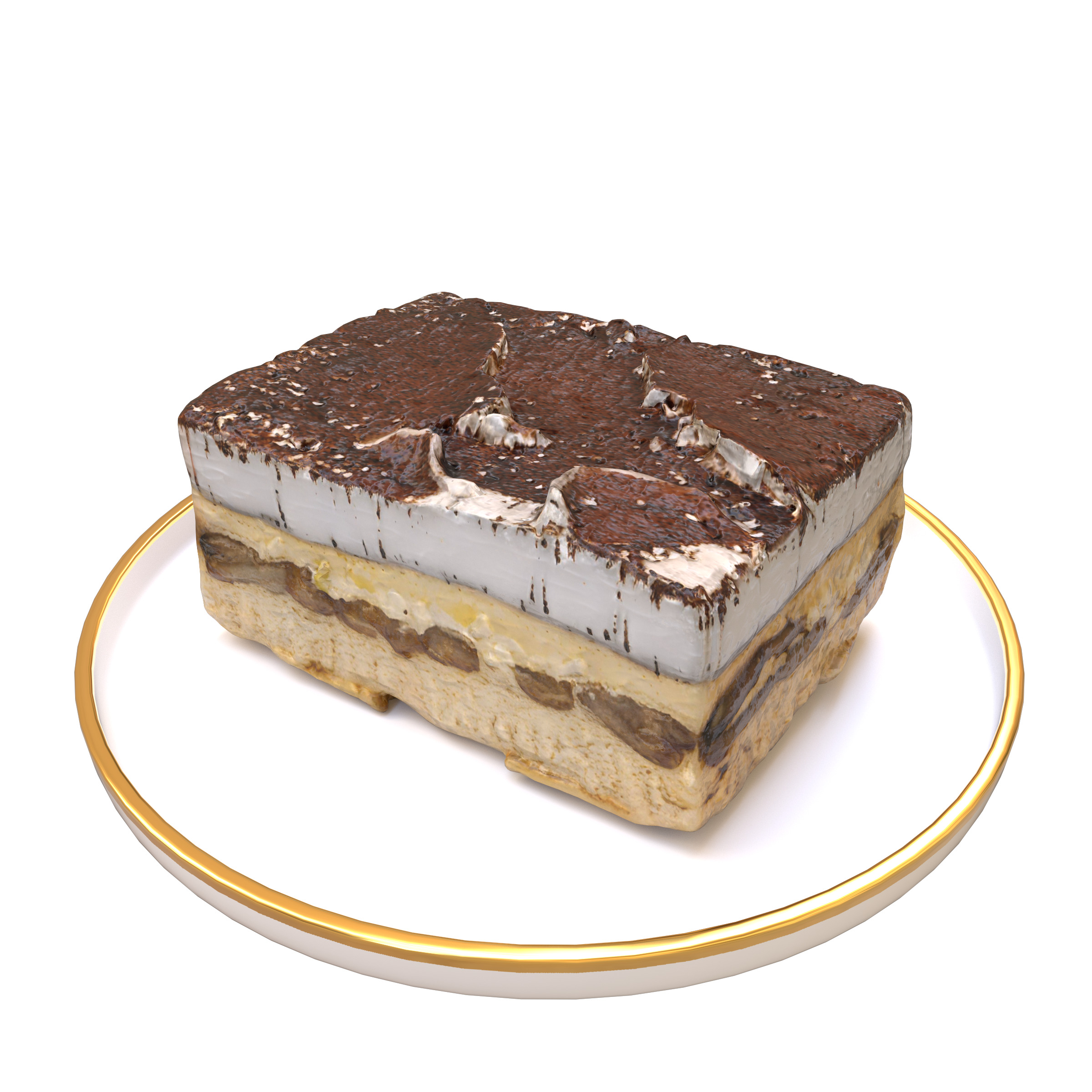 Tiramisu 3D model Low-poly 3D model_6