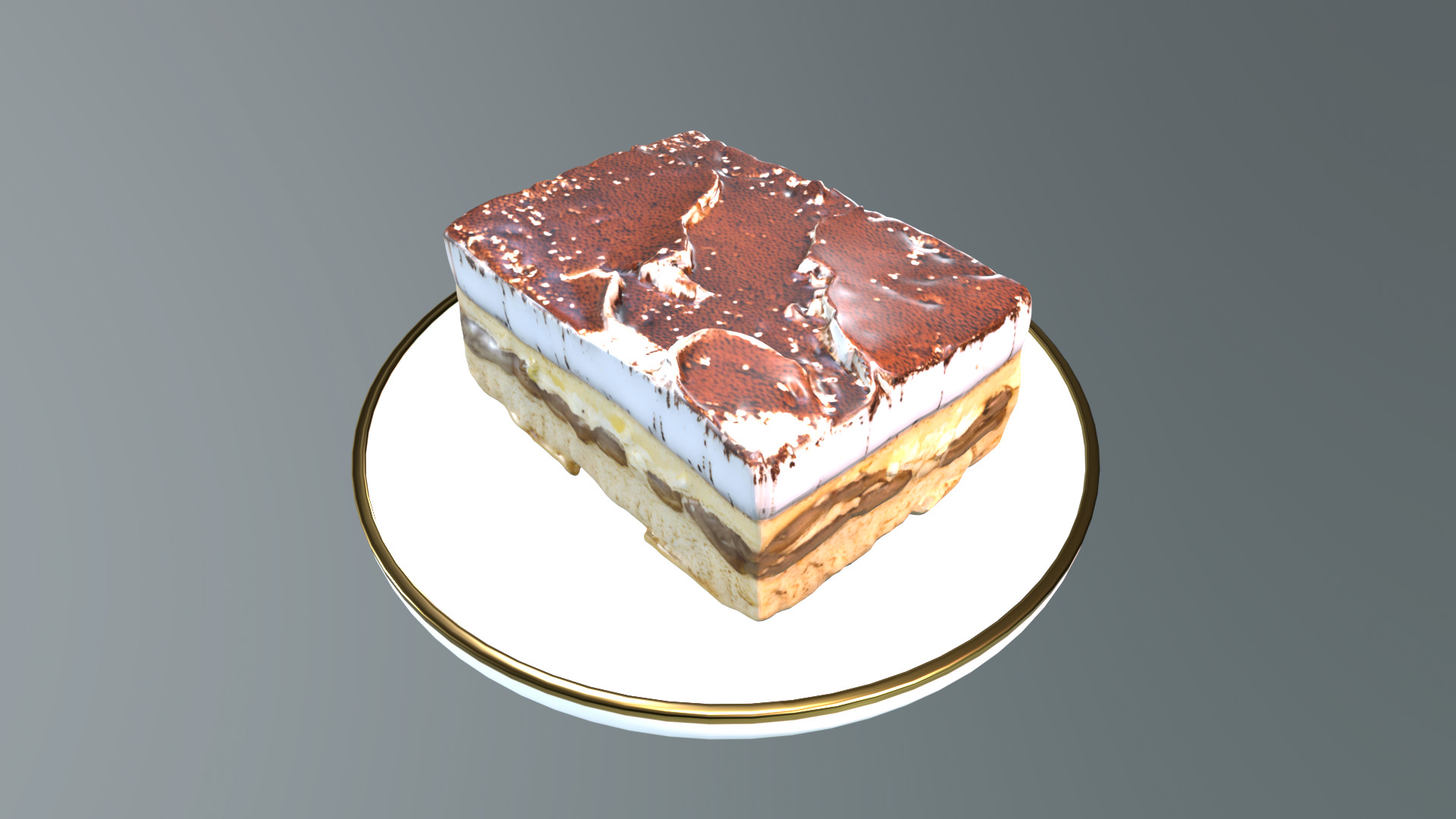 Tiramisu 3D model Low-poly 3D model_16
