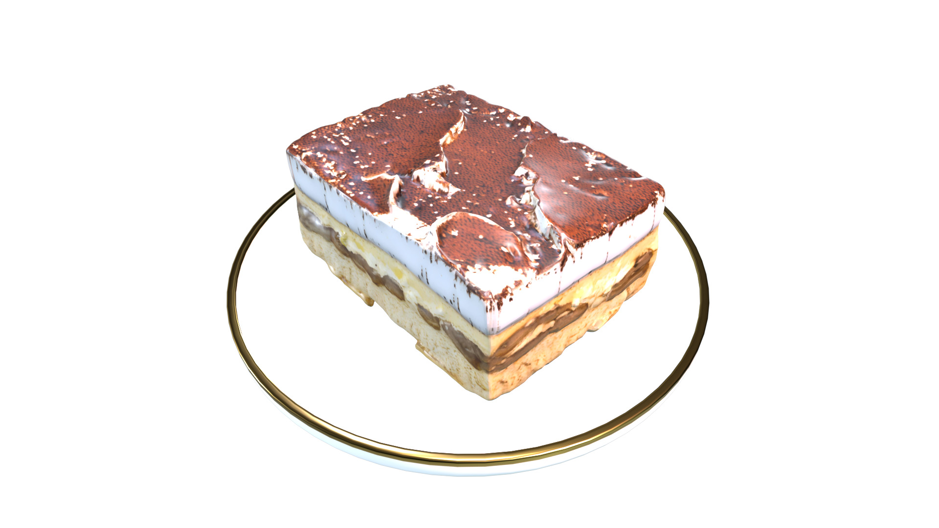 Tiramisu 3D model Low-poly 3D model_2