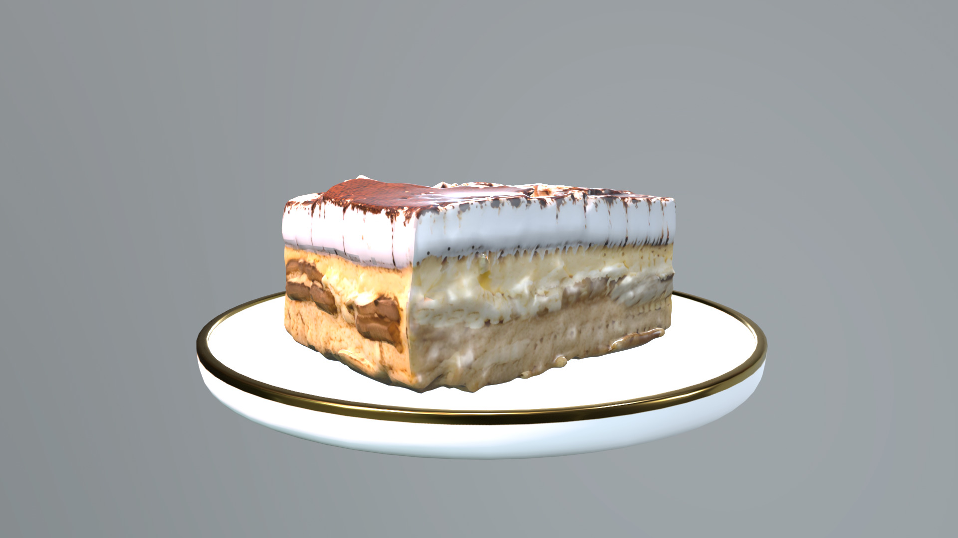 Tiramisu 3D model Low-poly 3D model_14