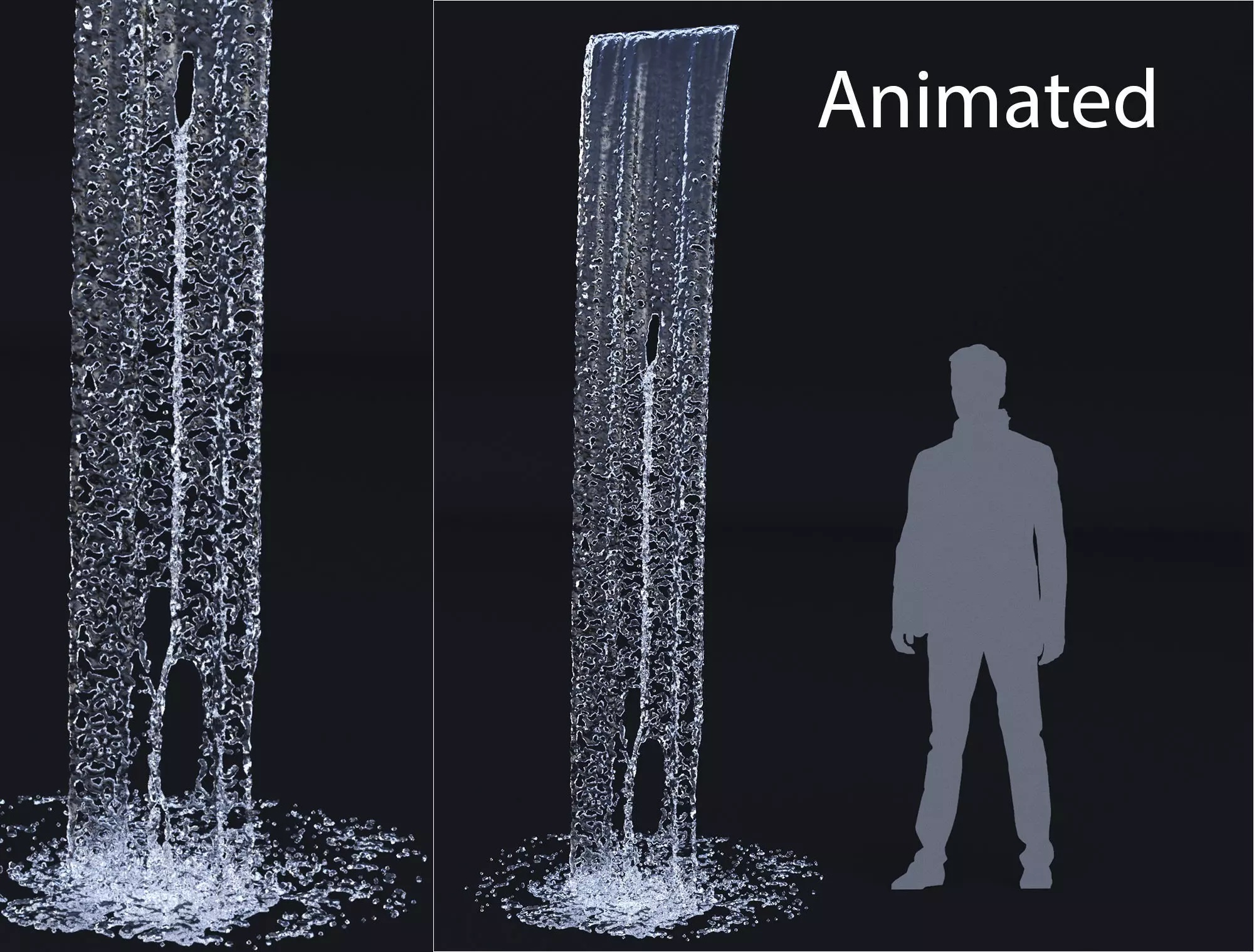 Animated Waterfall 300cm W 55cm H 3D model_0