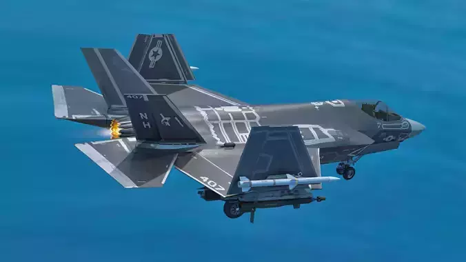 F35C Lightning II - Rigged - with high resolution textures Low-poly 3D model