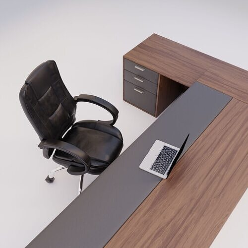 Office Desk 1 Low-poly 3D model 7
