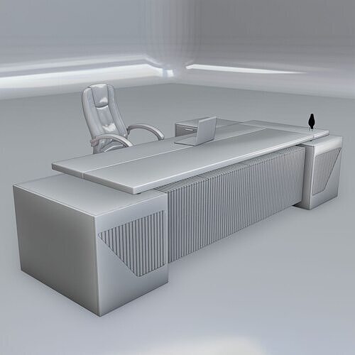 Office Desk 1 Low-poly 3D model 2