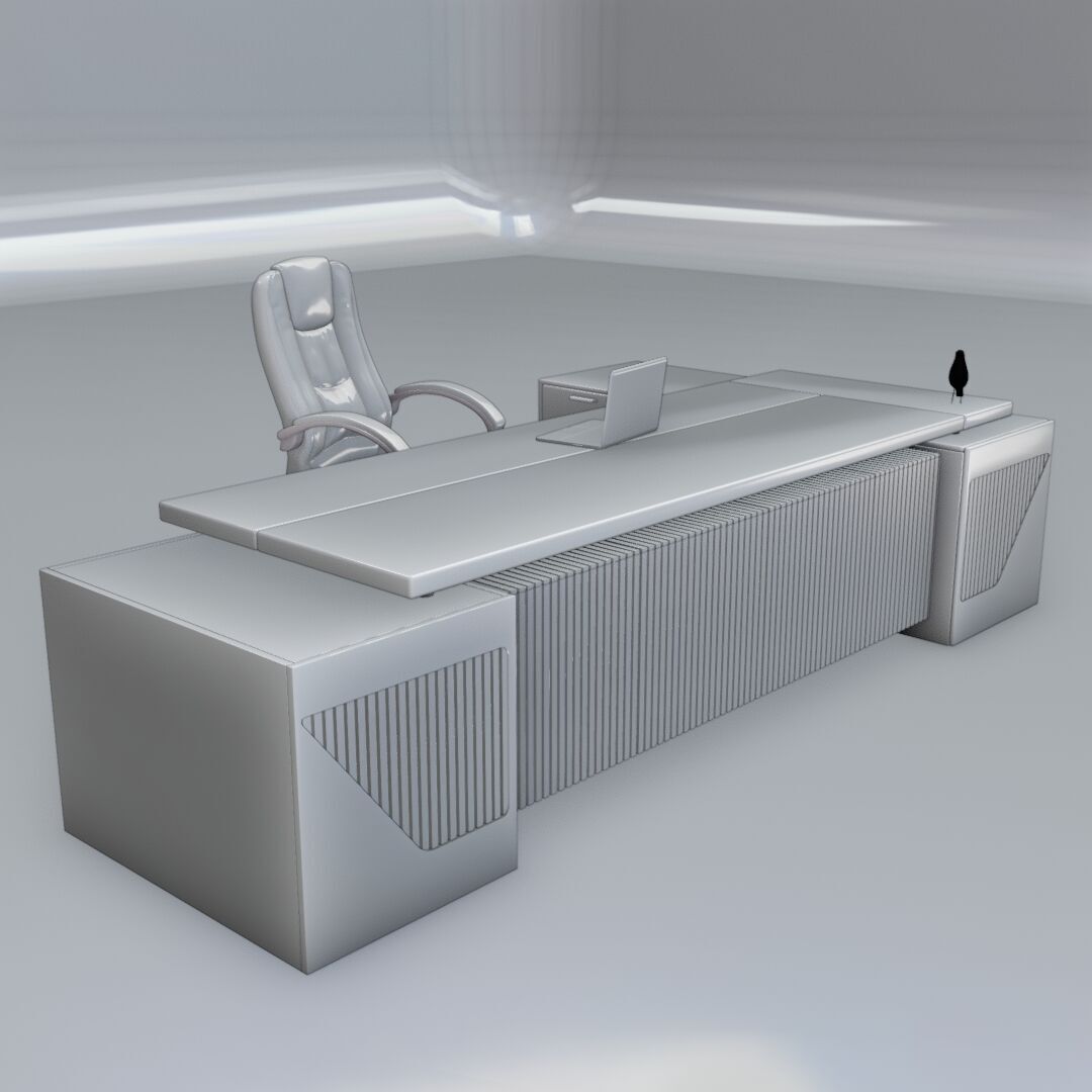 Office Desk 1 Low-poly 3D model_1