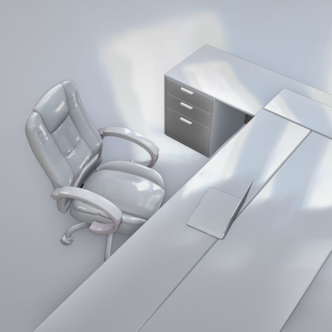 Office Desk 1 Low-poly 3D model_7