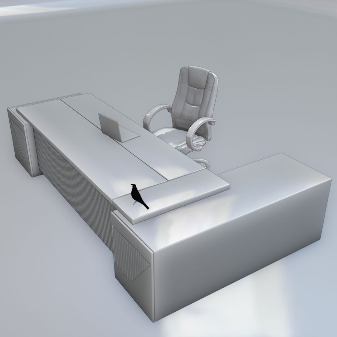 Office Desk 1 Low-poly 3D model_4