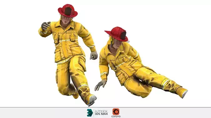 Firefighter running 3D model