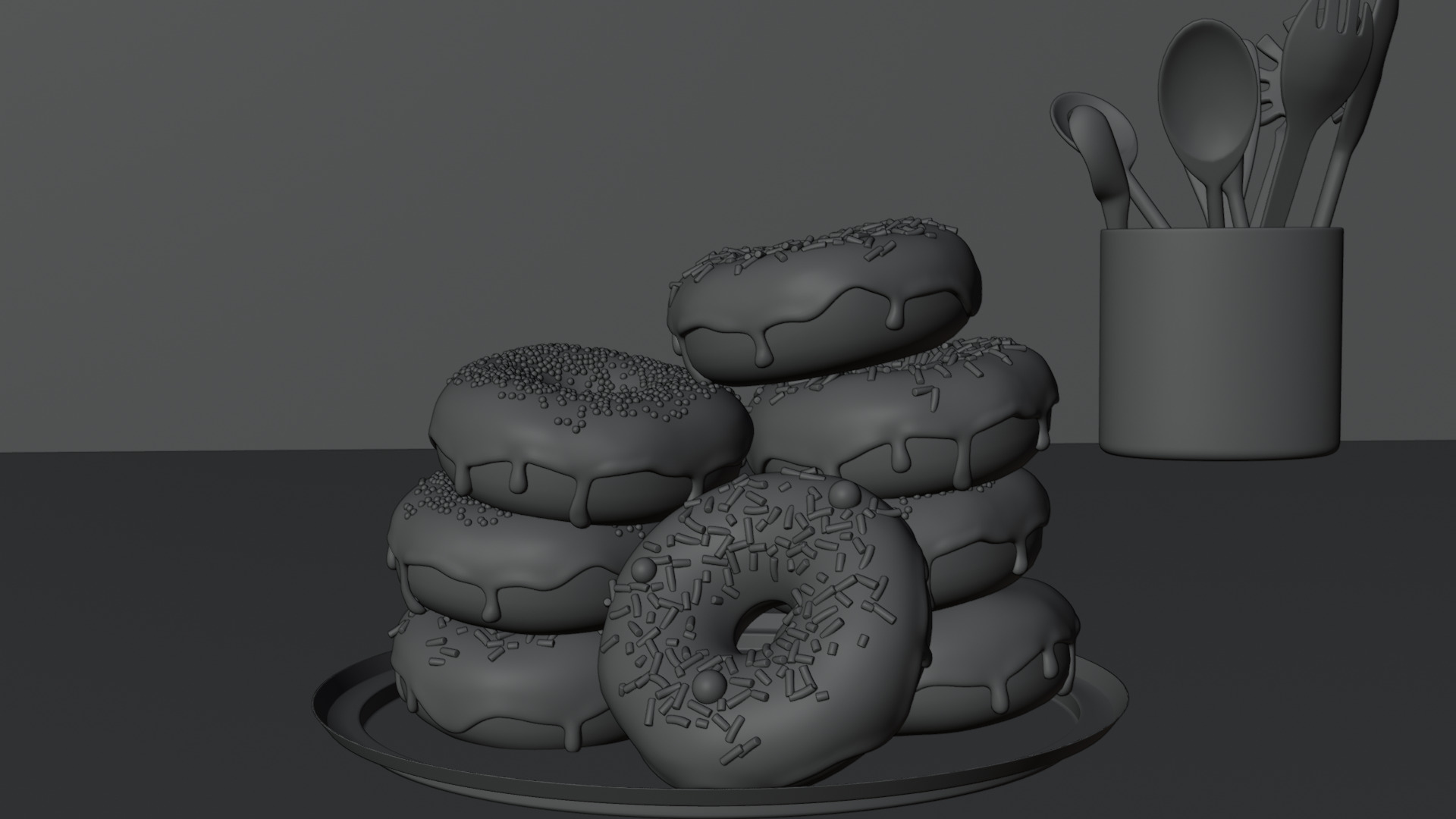 Donut scene Fully animation 3D model_1