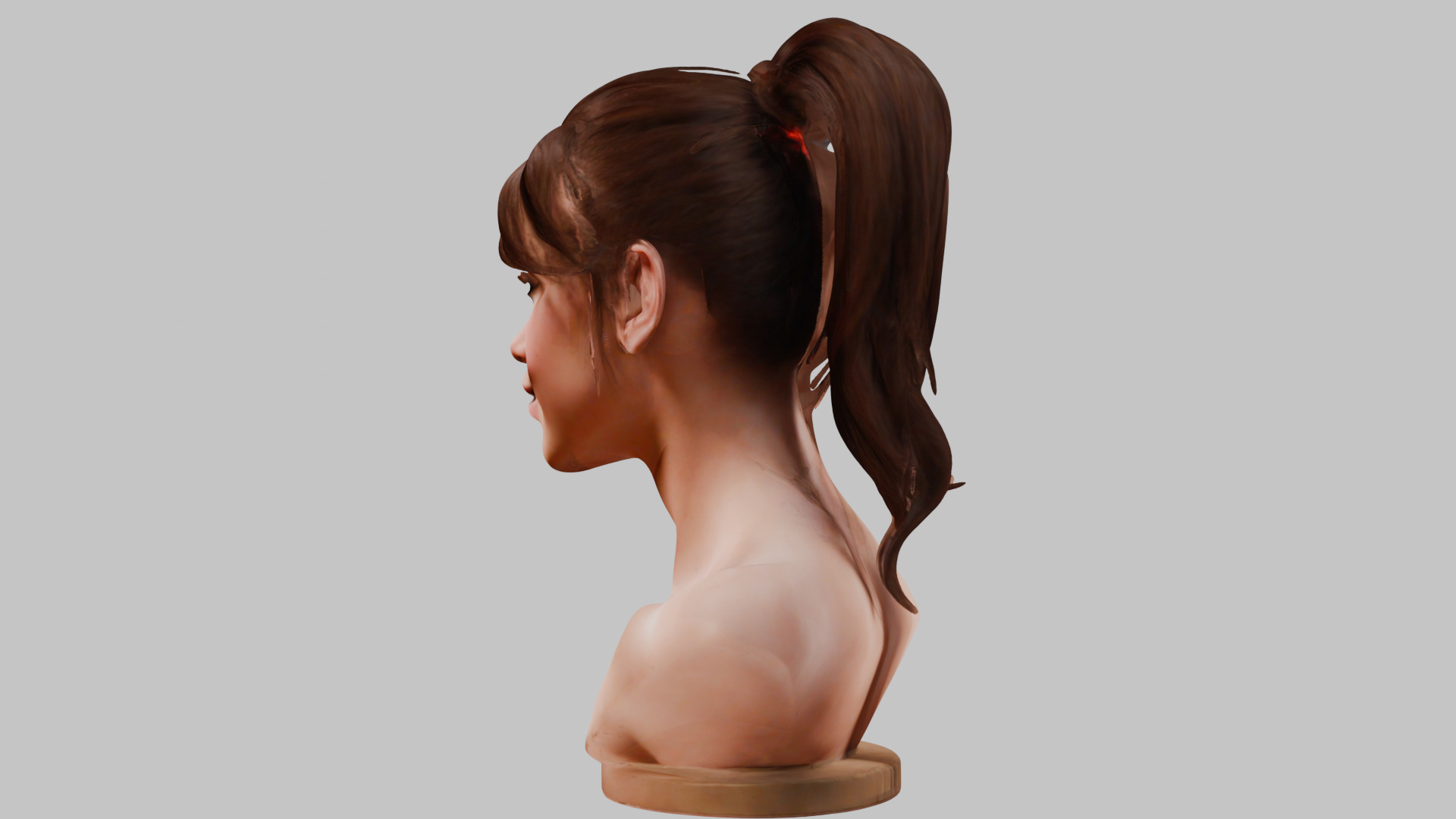 Female Head Character Face HEad Bust Low-poly 3D model_3