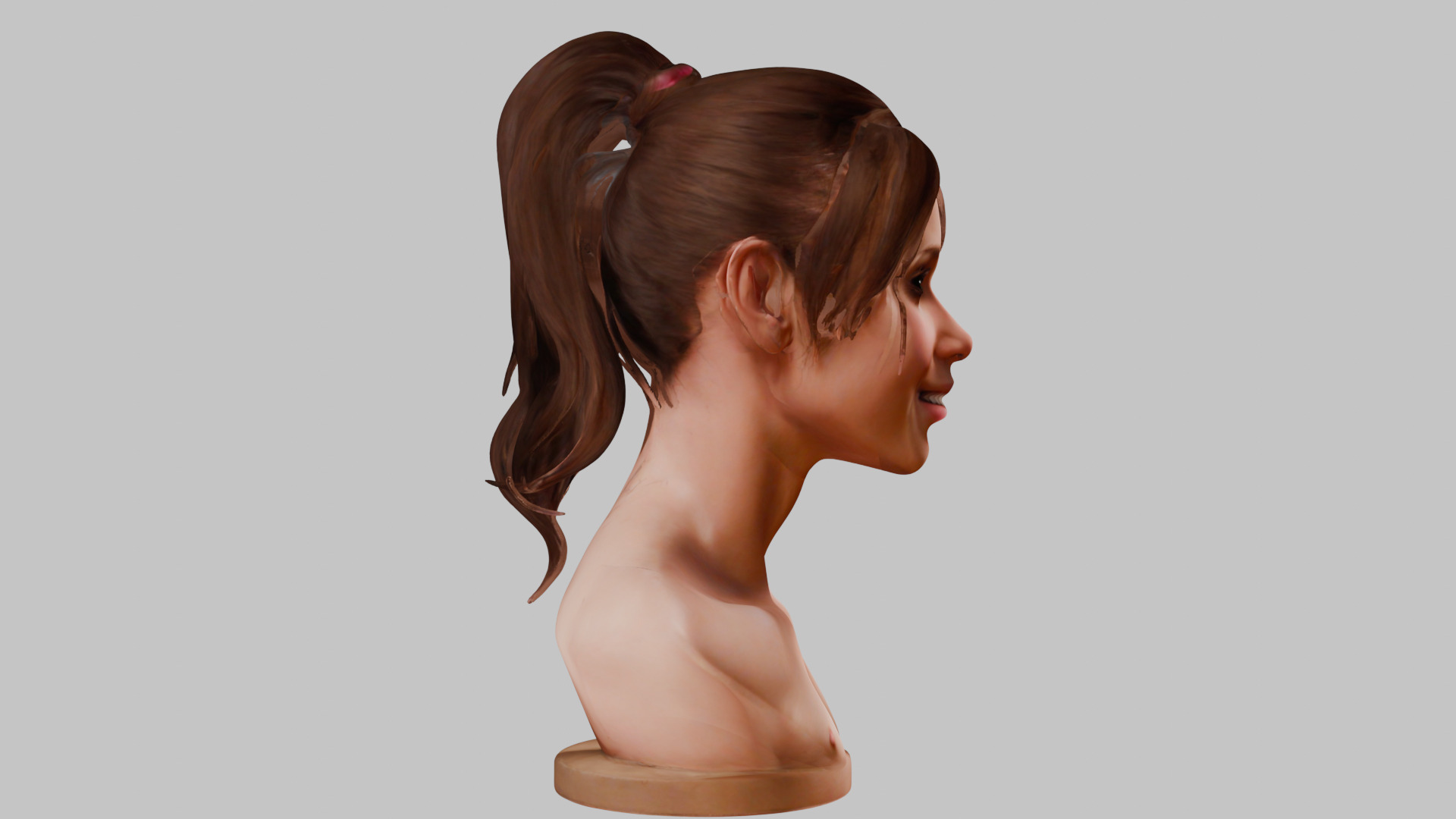 Female Head Character Face HEad Bust Low-poly 3D model_11