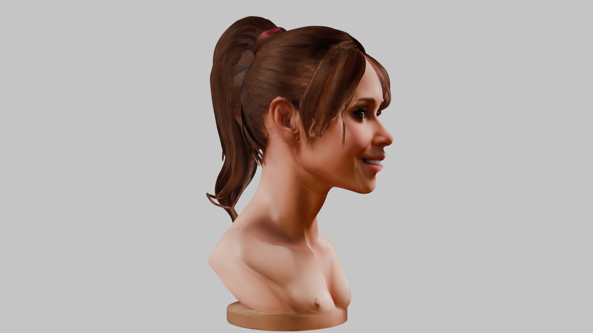 Female Head Character Face HEad Bust Low-poly 3D model_10