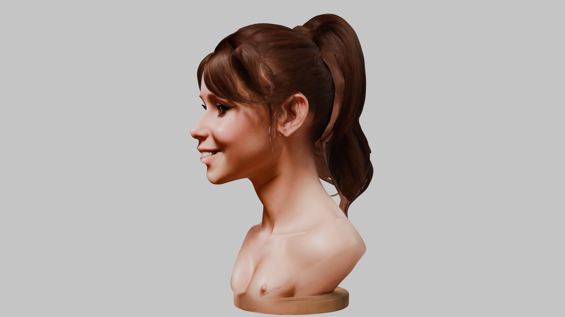 Female Head Character Face HEad Bust Low-poly 3D model_5